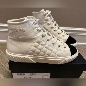COPY - Chanel High Top Leather and Velvet Sneakers